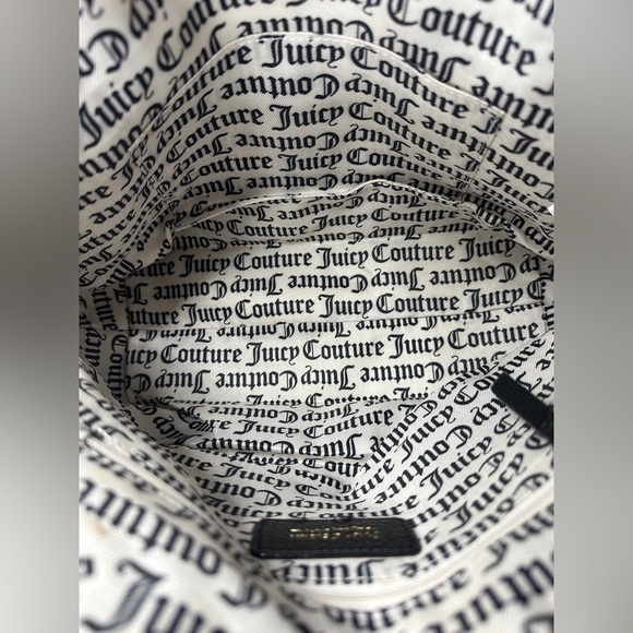 Juicy Couture Black Faux Leather Medium Shoulder Bag Goldtone Chain Strap - Picture 10 of 12